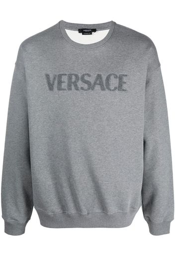 Versace logo-embroidered jersey sweatshirt - Grigio