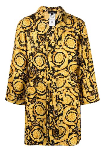 Versace baroque pattern-print silk robe - Nero