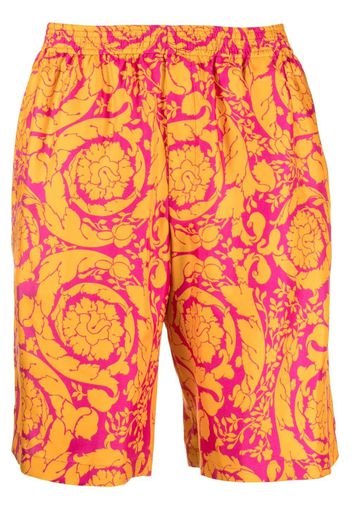 Versace Barocco Silhouette-print silk shorts - Arancione