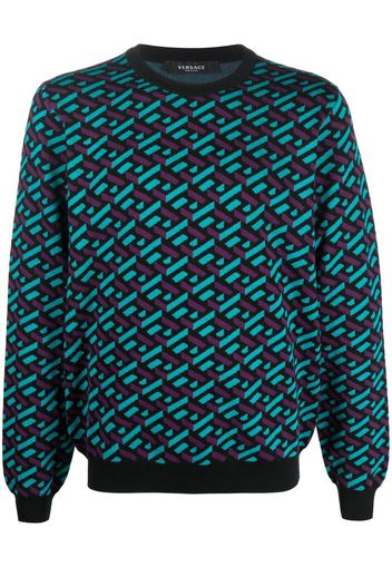 Versace La Greca jacquard wool jumper - Blu