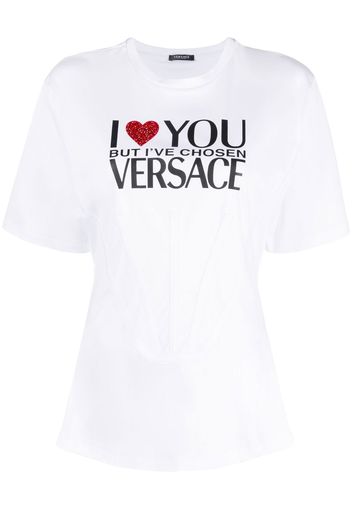 Versace slogan-print cotton T-shirt - Bianco