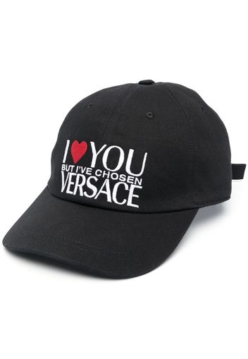 Versace embroidered slogan cap - Nero