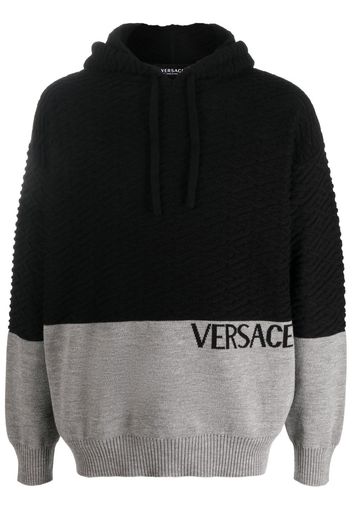 Versace panelled-knit pullover hoodie - Nero