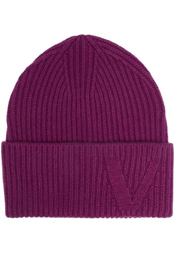 VERSACE logo-embroidered cashmere beanie - Viola