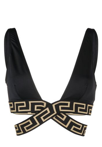 Versace Greca-detail crossover bikini top - Nero