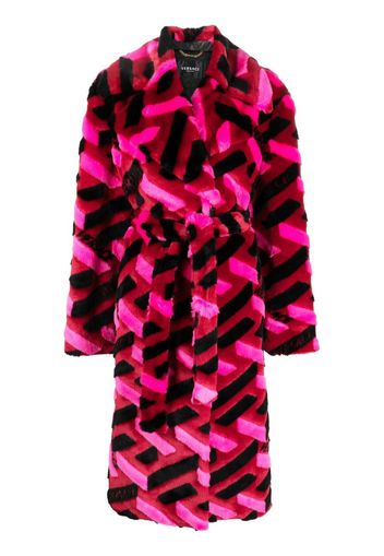 Versace Cappotto La Greca con nodo alla vita - Rosa