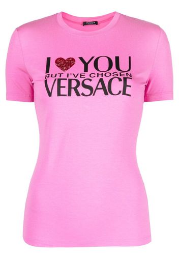 Versace slogan-print T-shirt - Rosa