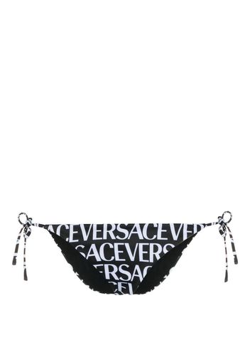 Versace logo-print tie-fastening bikini bottoms - Nero