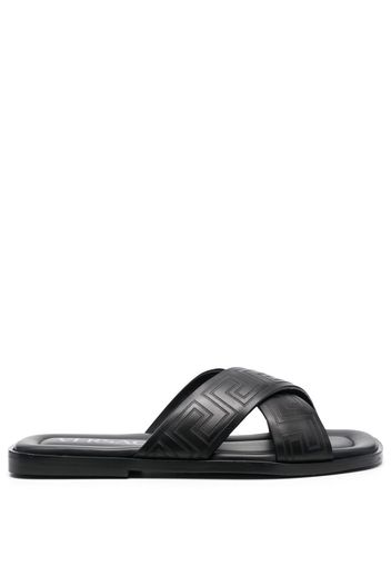 Versace Greca-pattern open-toe slides - Nero