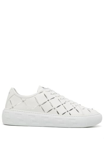 Versace slashed leather sneakers - Bianco