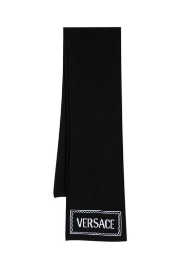 Versace intarsia-knit logo scarf - Nero