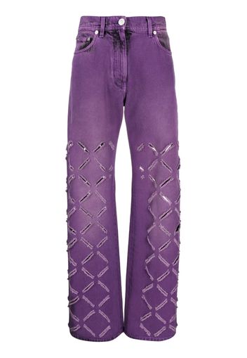 Versace ripped-detail straight-leg jeans - Viola