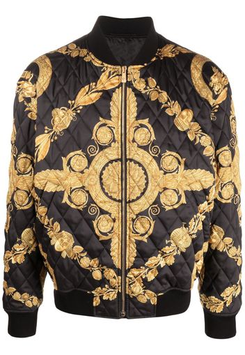 Versace Maschera Baroque-print quilted bomber jacket - Nero