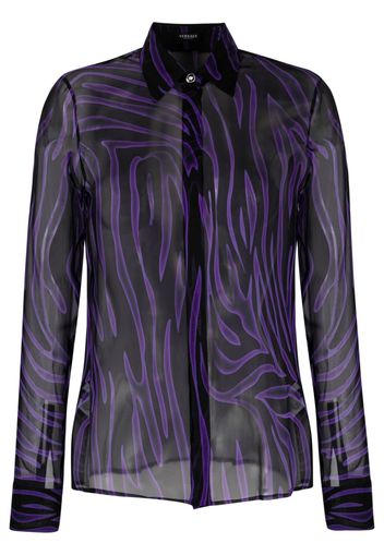 Versace zebra-print semi-sheer shirt - Nero