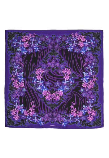 Versace floral-print silk scarf - Nero