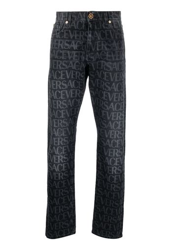 Versace logo-print straight-leg jeans - Nero