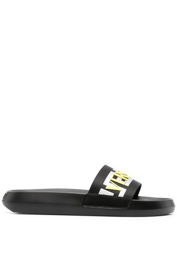 Versace La Greca raised-logo slides - Nero