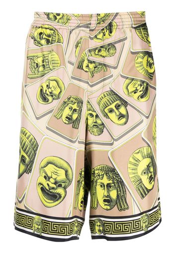 Versace Le Maschere print silk shorts - Verde