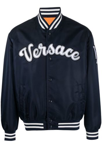 Versace logo-patch bomber jacket - Blu