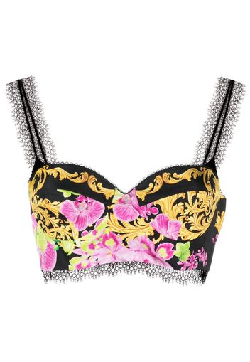 Versace baroque-pattern cropped top - Nero