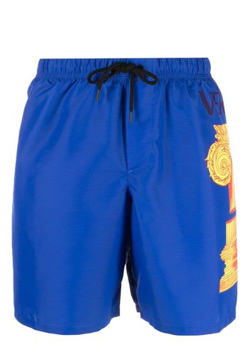 Versace Colonna-print swim shorts - Blu