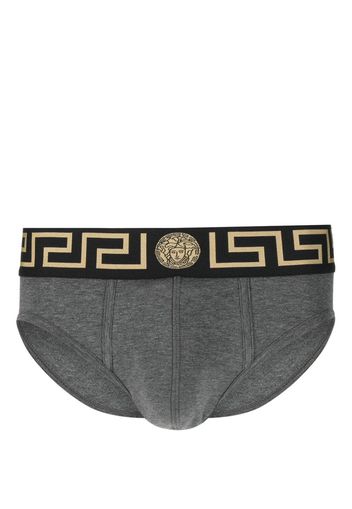 Versace logo-waist cotton briefs - Grigio