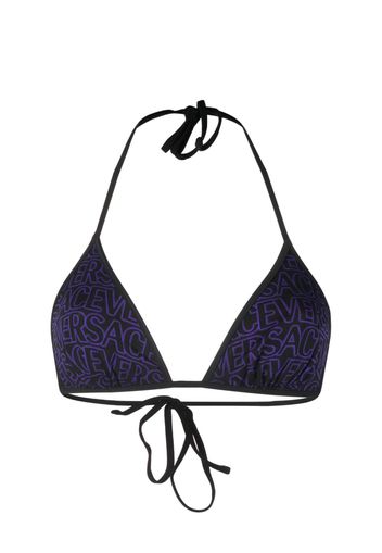 Versace logo-print reversible bikini top - Nero