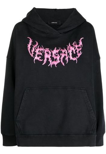 Versace logo-print hooded sweatshirt - Nero