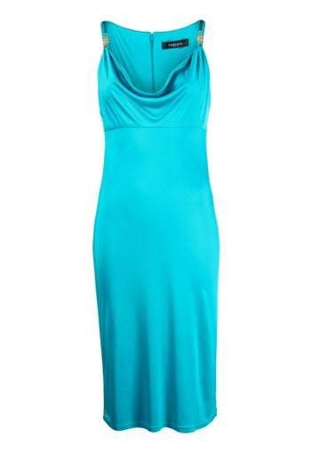 Versace logo-plaque cowl-neck midi dress - Blu