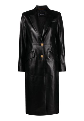 Versace leather single-breasted coat - Nero