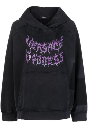 Versace logo-print cotton hoodie - Nero