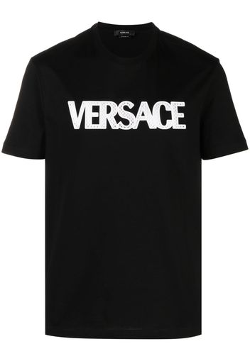 Versace mesh logo appliqué T-shirt - Nero