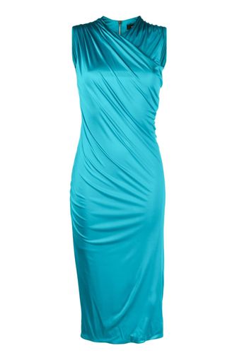 Versace ruched sleeveless midi dress - Blu