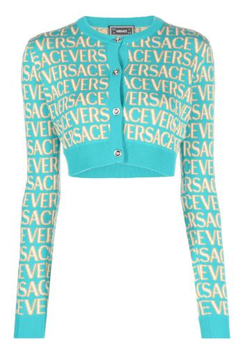 Versace Cardigan crop con stampa - Blu