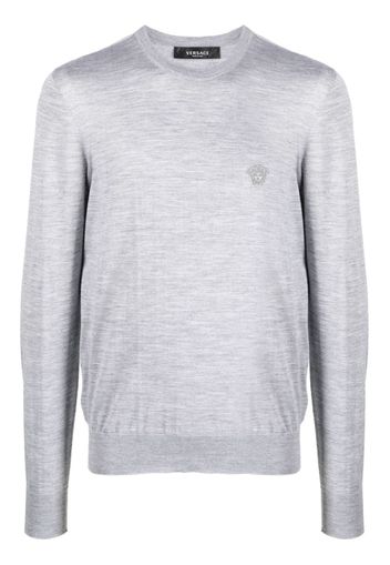 Versace logo-embroidered knitted sweatshirt - Grigio