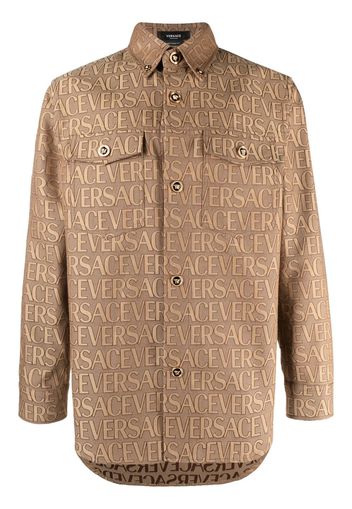 Versace Versace Allover-jacquard shirt - Marrone