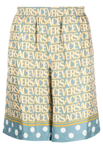 Versace Versace Allover-print silk shorts - Blu