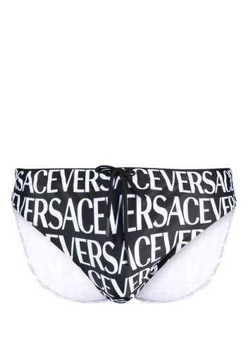 Versace logo-print drawstring swimming trunks - Nero