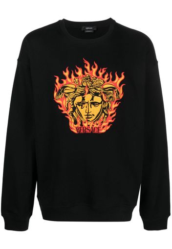 Versace Medusa-embroidered cotton sweatshirt - Nero