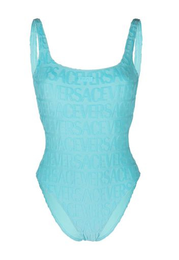 Versace embossed-logo swimsuit - Blu
