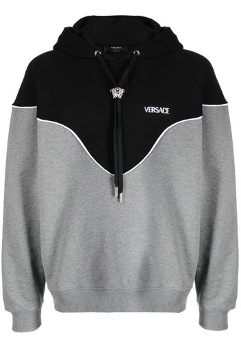 Versace logo-print panelled hoodie - Nero