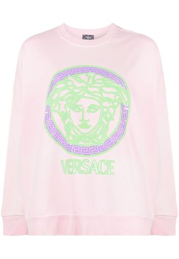 Versace Medusa Logo Distressed cotton sweatshirt - Rosa