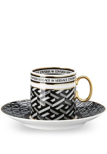 Versace La Greca Signature espresso cup and saucer - Nero