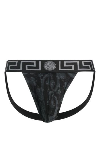 Versace Barocco-print cotton jockstrap - Nero