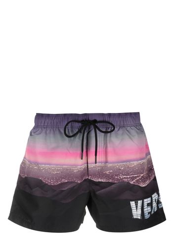 Versace landscape-print swim shorts - Nero