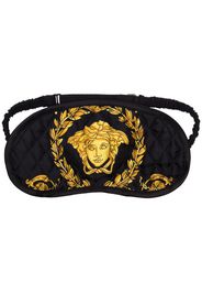 black Baroque print silk sleep mask