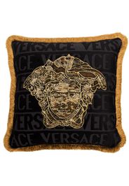 black Logomania sequin Medusa cotton cushion