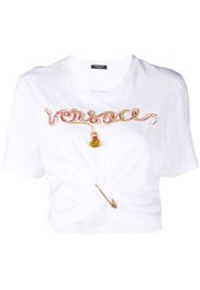 Versace embellished-logo safety-pin T-shirt - Bianco