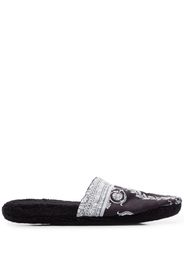 Versace Slippers Barocco con stampa - Nero