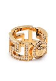 VERSACE Greca cut out jewelled ring - Oro